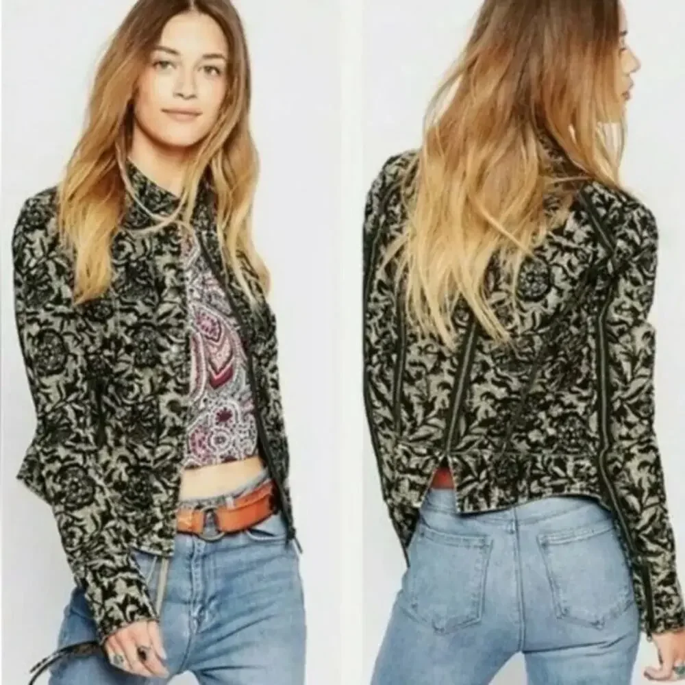 Free People Follow the Flock Moto Jacket Size 4 - Picture 1 of 9